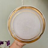 Vintage art deco globe pendant light in white and gold frosted glass