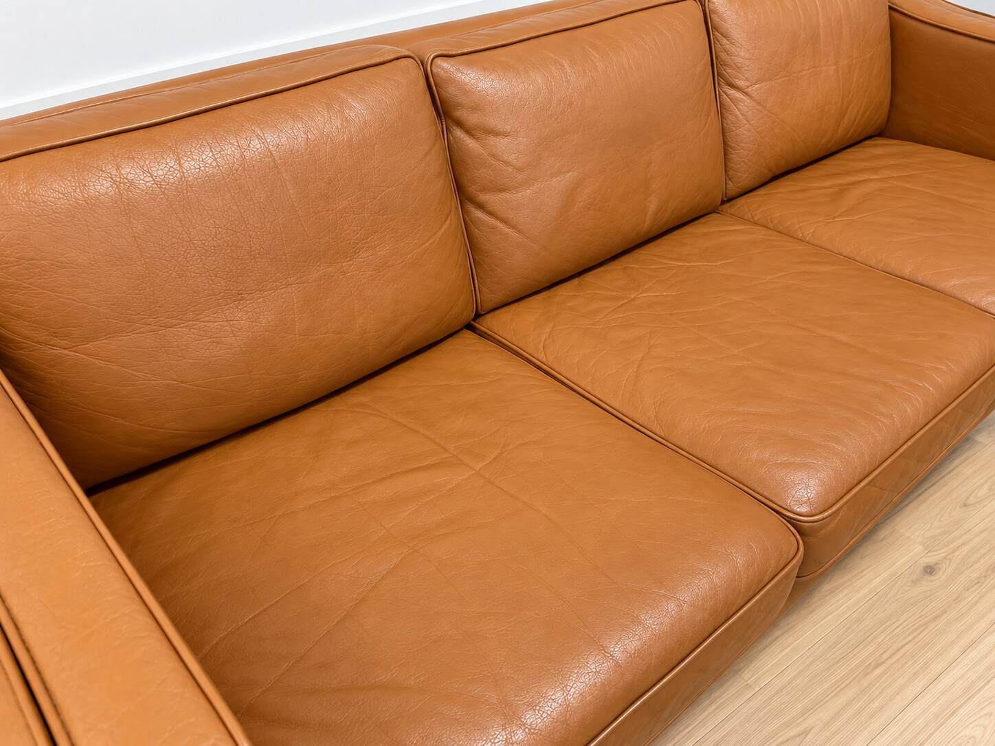 Vintage Danish mid-century 3-person Stouby sofa in cognac leather, 1960s