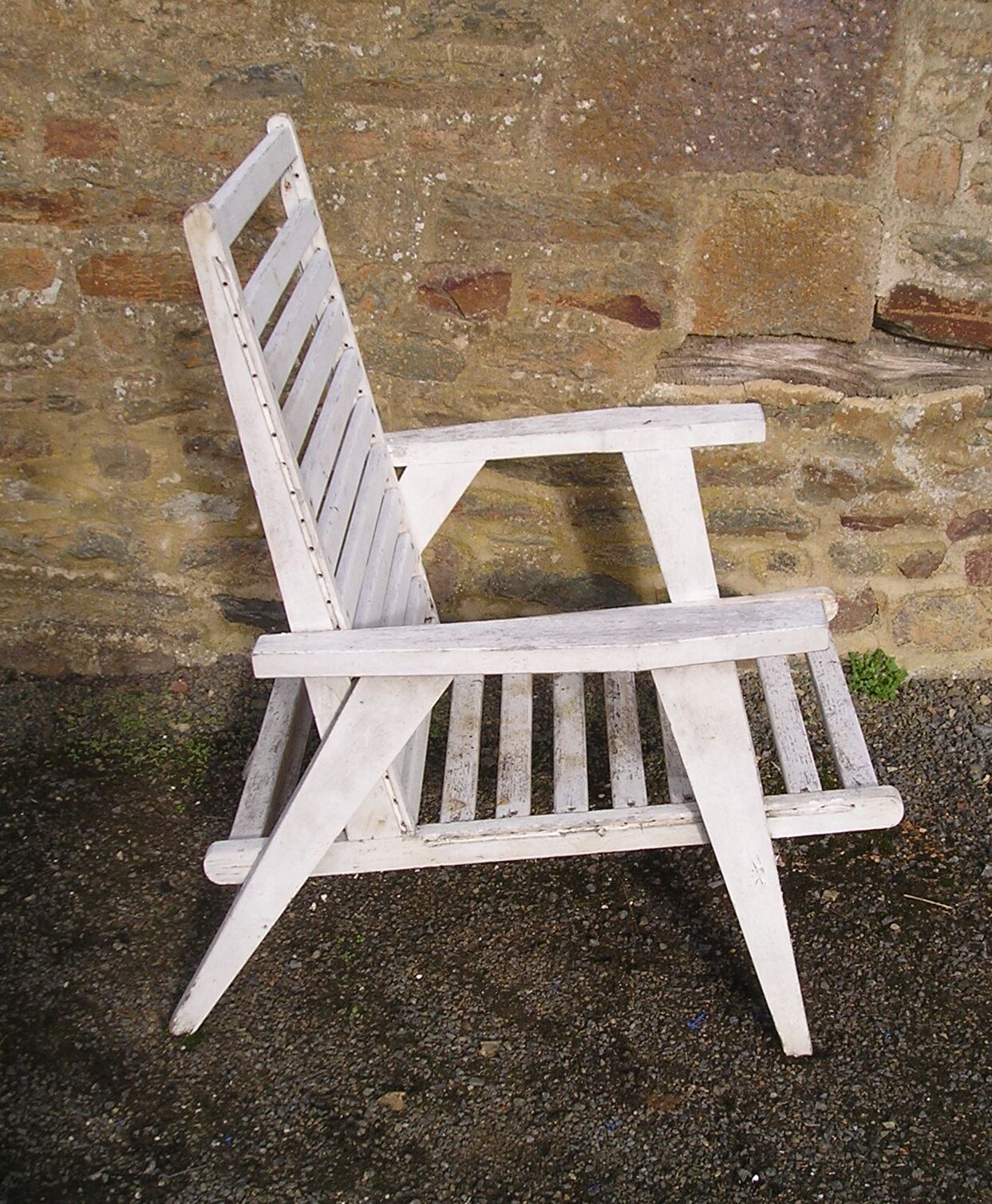 Wooden garden armchair with compass legs