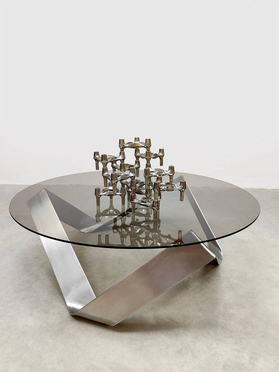 Table basse vintage en verre Knut Hesterberg Ronald Schmitt 1970