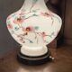 Napoleon III lamp in white opaline and painted with floral decoration - late 19th century
