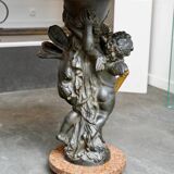 Guéridon en bronze et marbre, Psyché et Cupidon, Auguste Moreau (1834-1917)