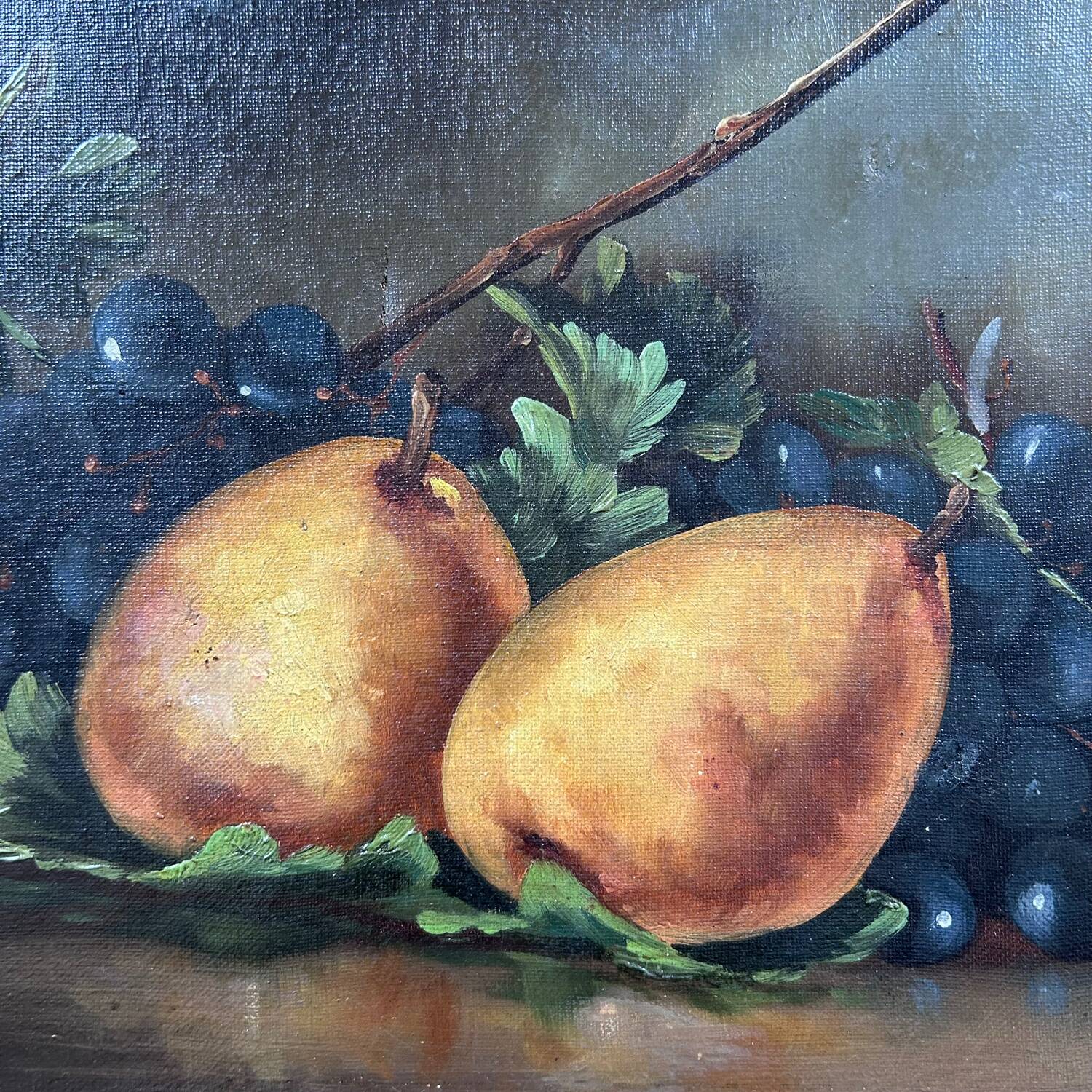 Old painting pears and grapes