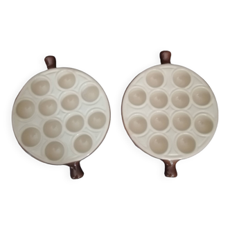 Set of 2 ceramic snail dishes