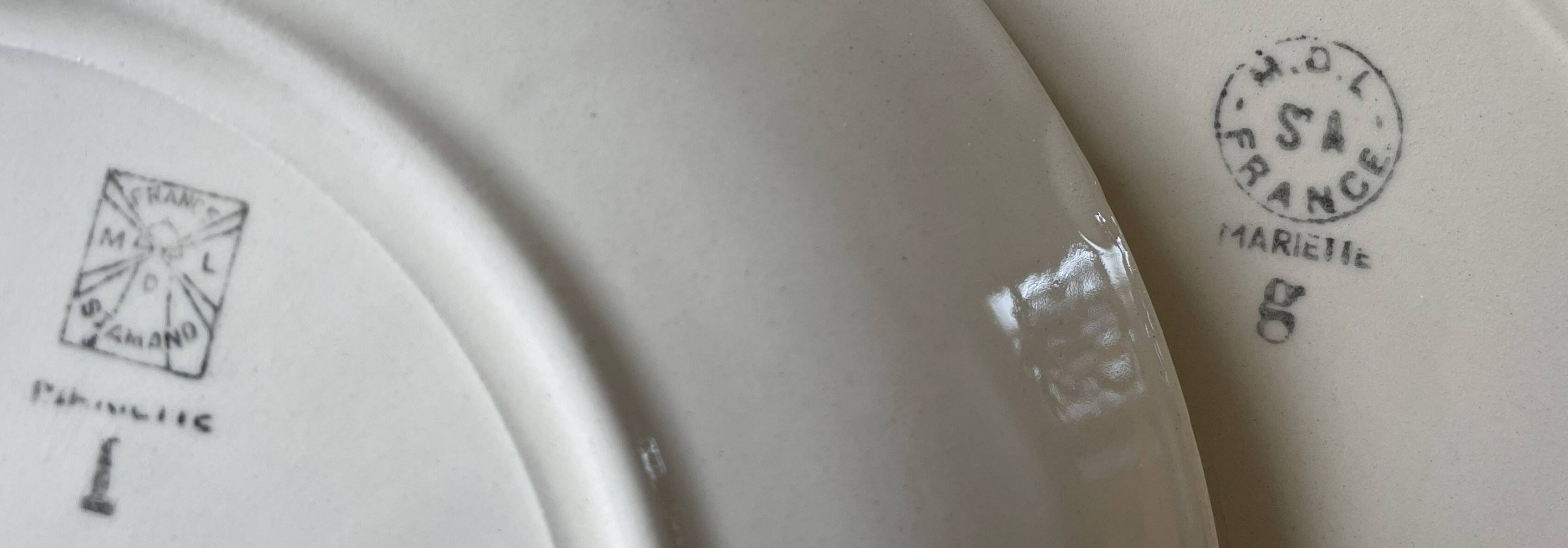 6 old earthenware dessert plates from Saint-Amand (North)