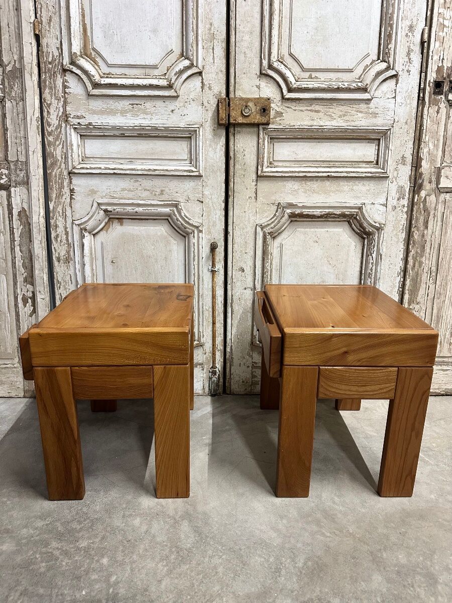 Paire de chevets en orme massif maison regain