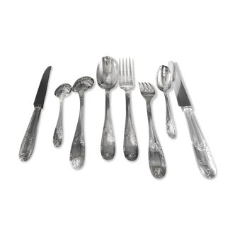 Silver metal cutlery set 61 pieces