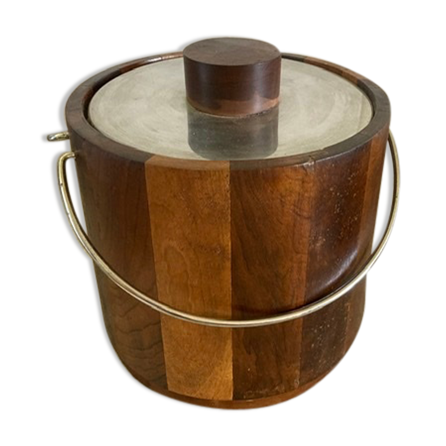Exotic wood vintage ice bucket
