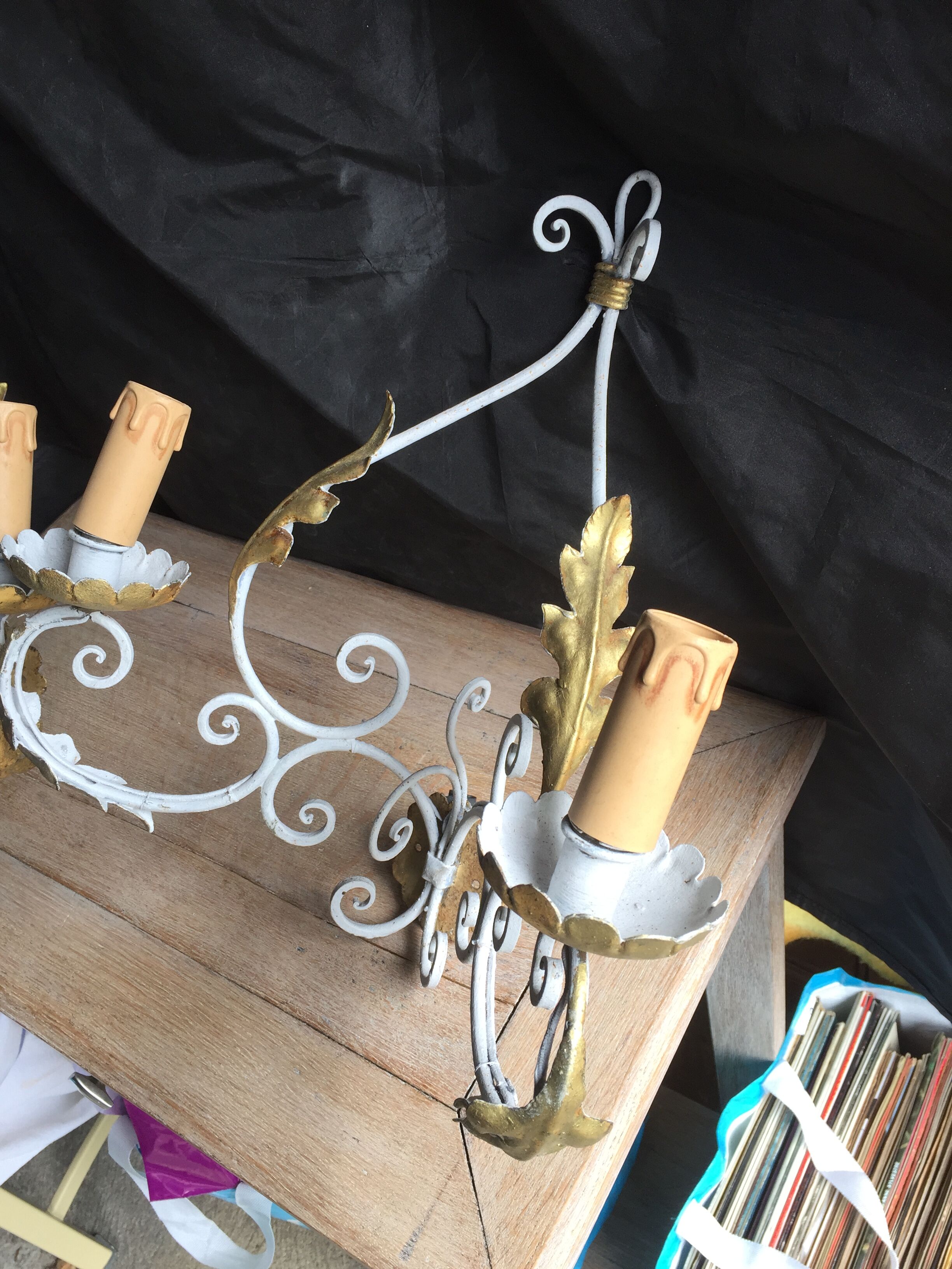 Pair of wrought iron appliques in working order.