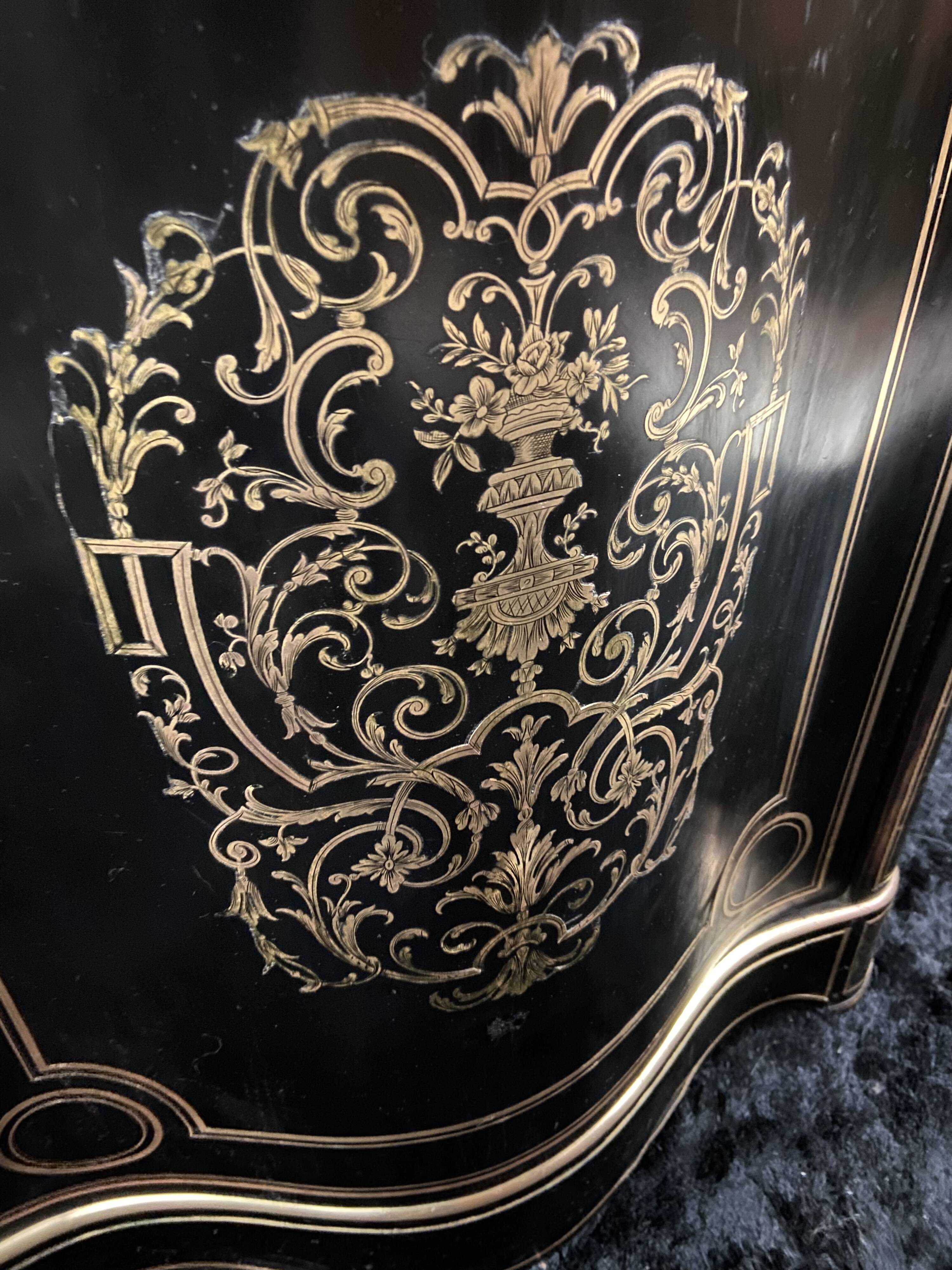 Boulle Napoleon III violin-shaped sideboard at waist height