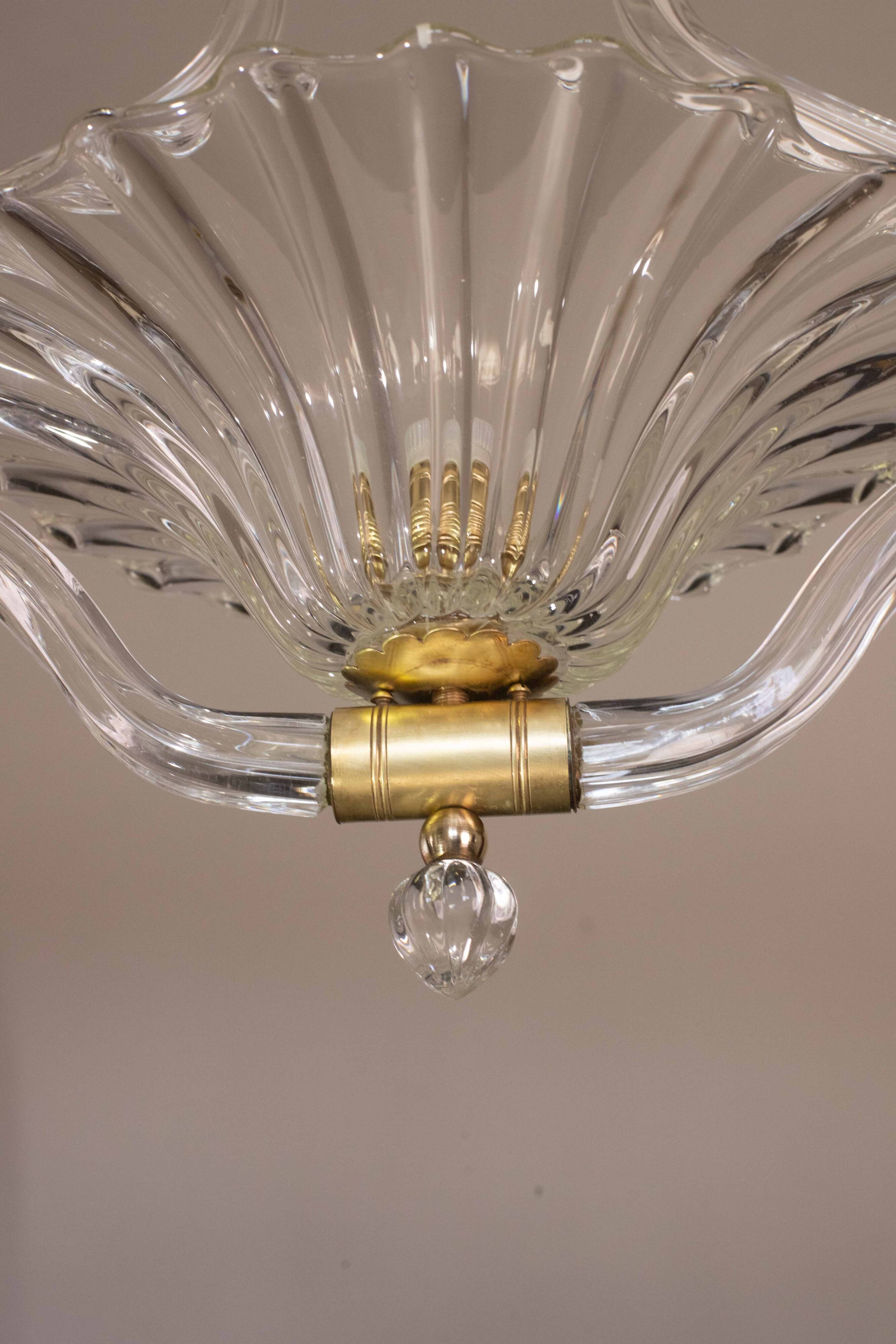Trasparent Murano Glass Chandelier by Barovier e Toso, 1950s