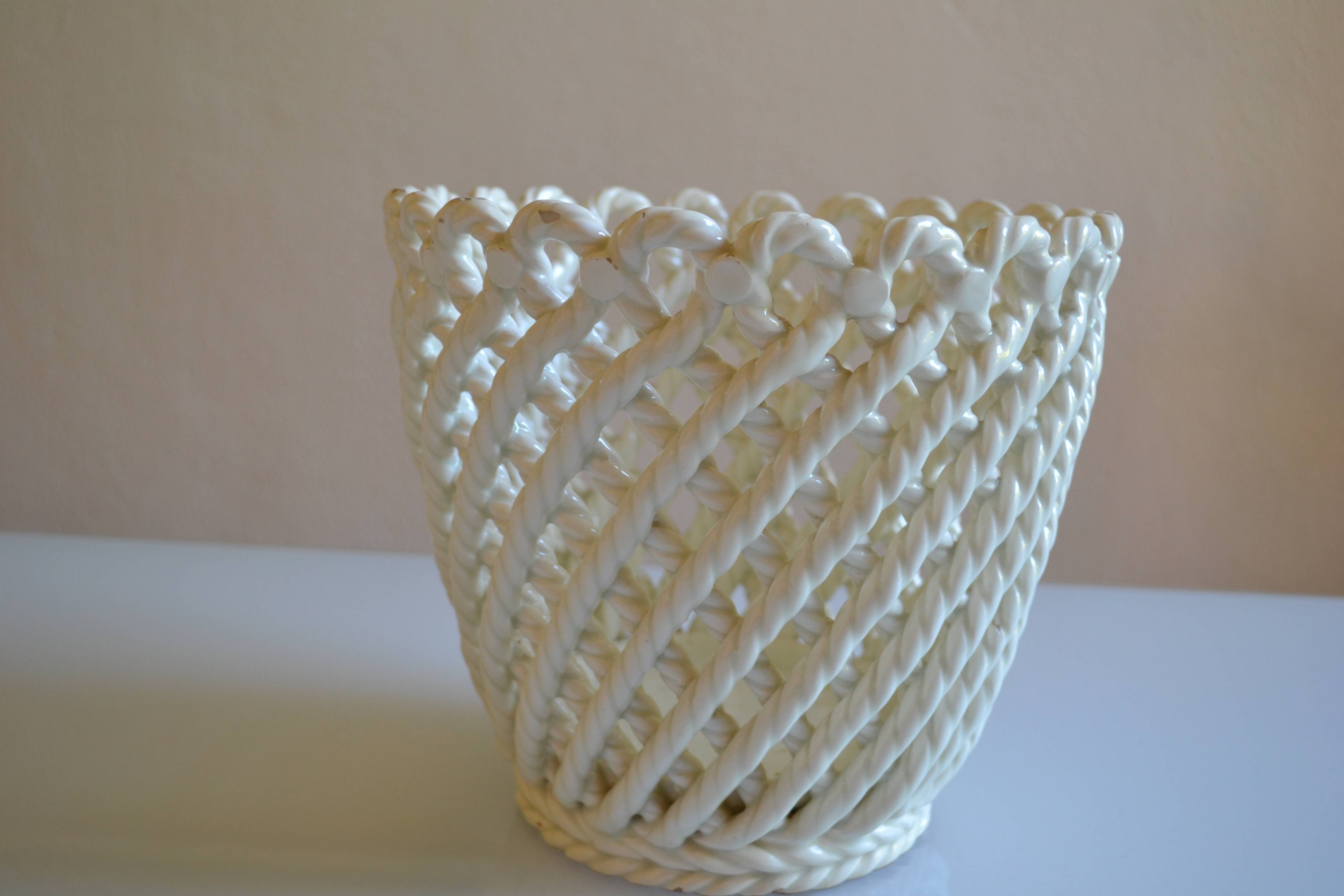 Woven ceramic cache-pot DLG Emile Tessier Pichon Uzès