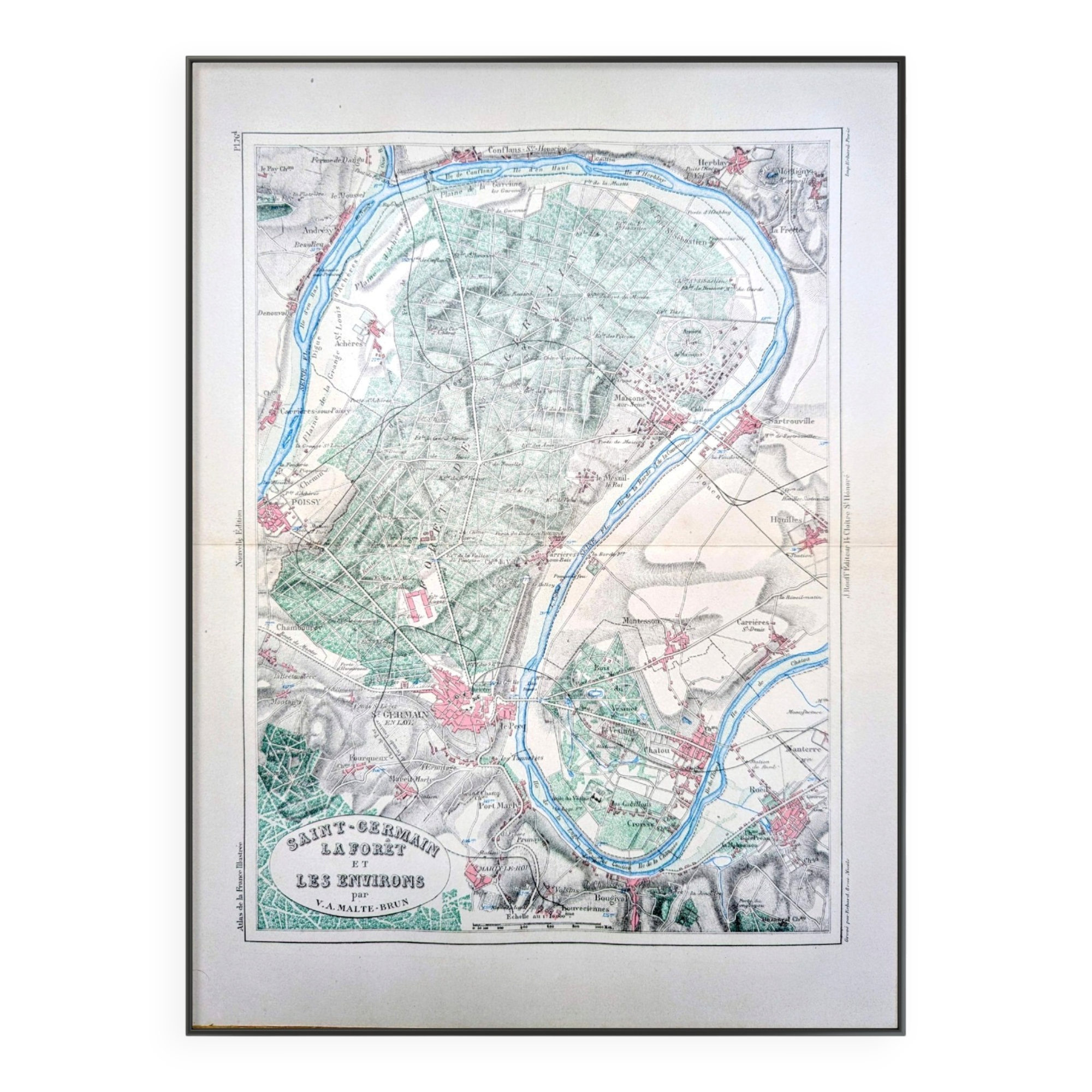 Saint-Germain-en-Laye, printed map from 1883.