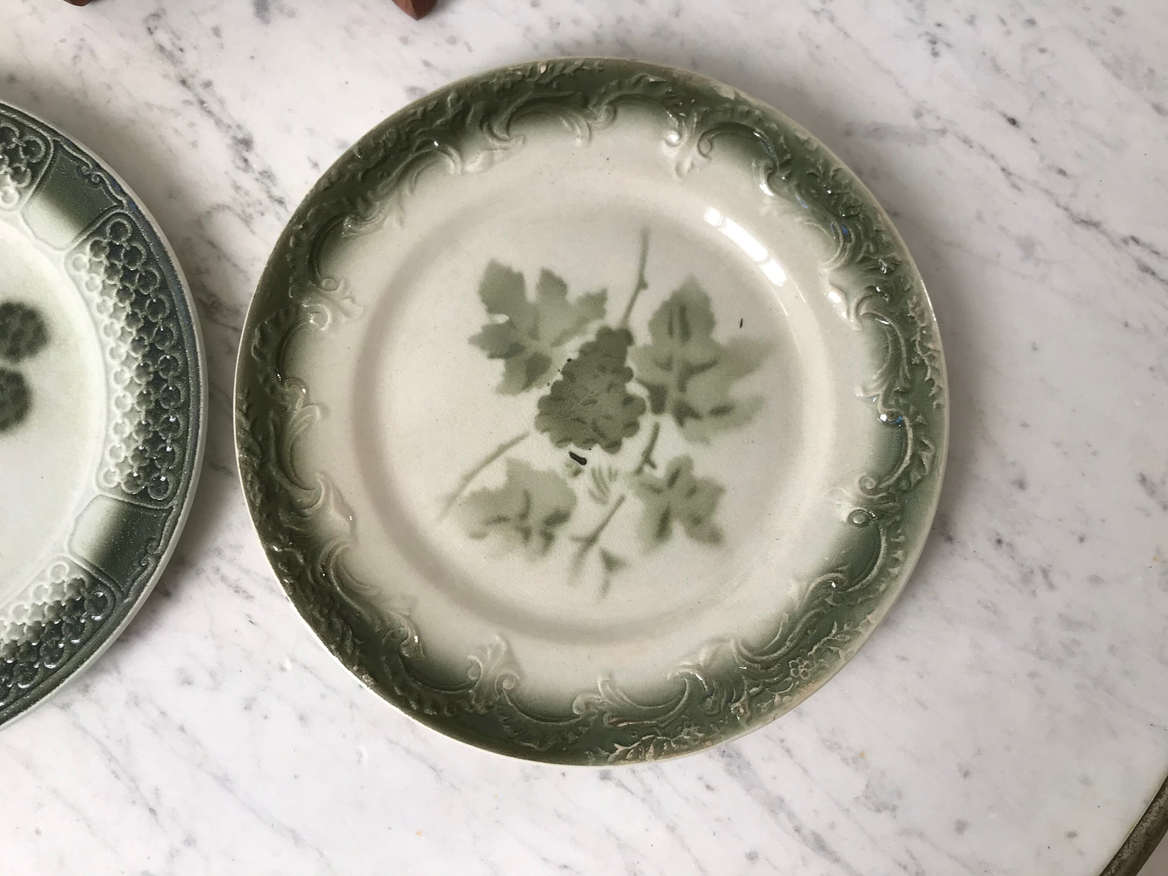 Trio of dessert plates in slurry XIXth