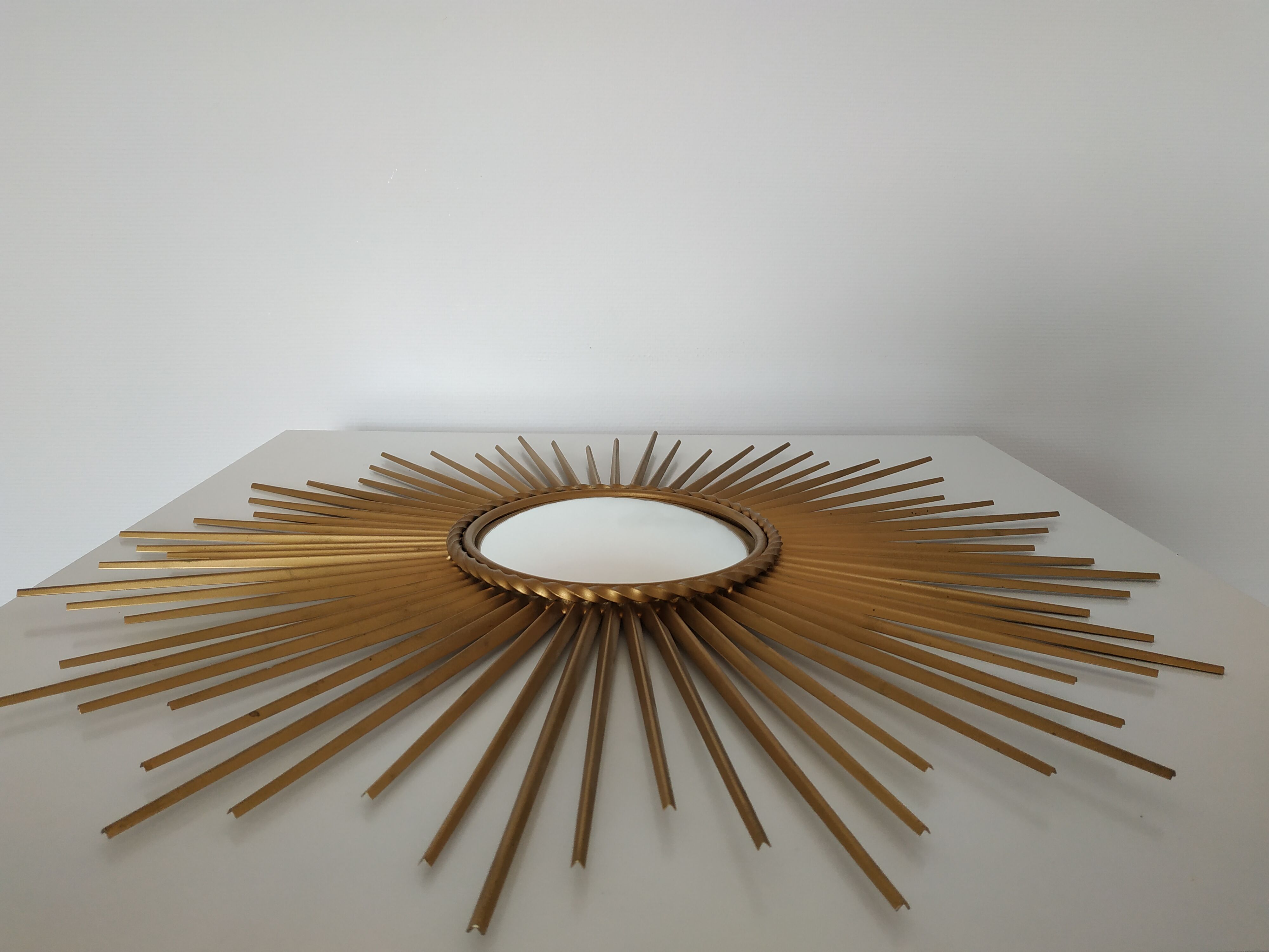 Curved sunny mirror Chaty Vallauris from the 60's - 71x71