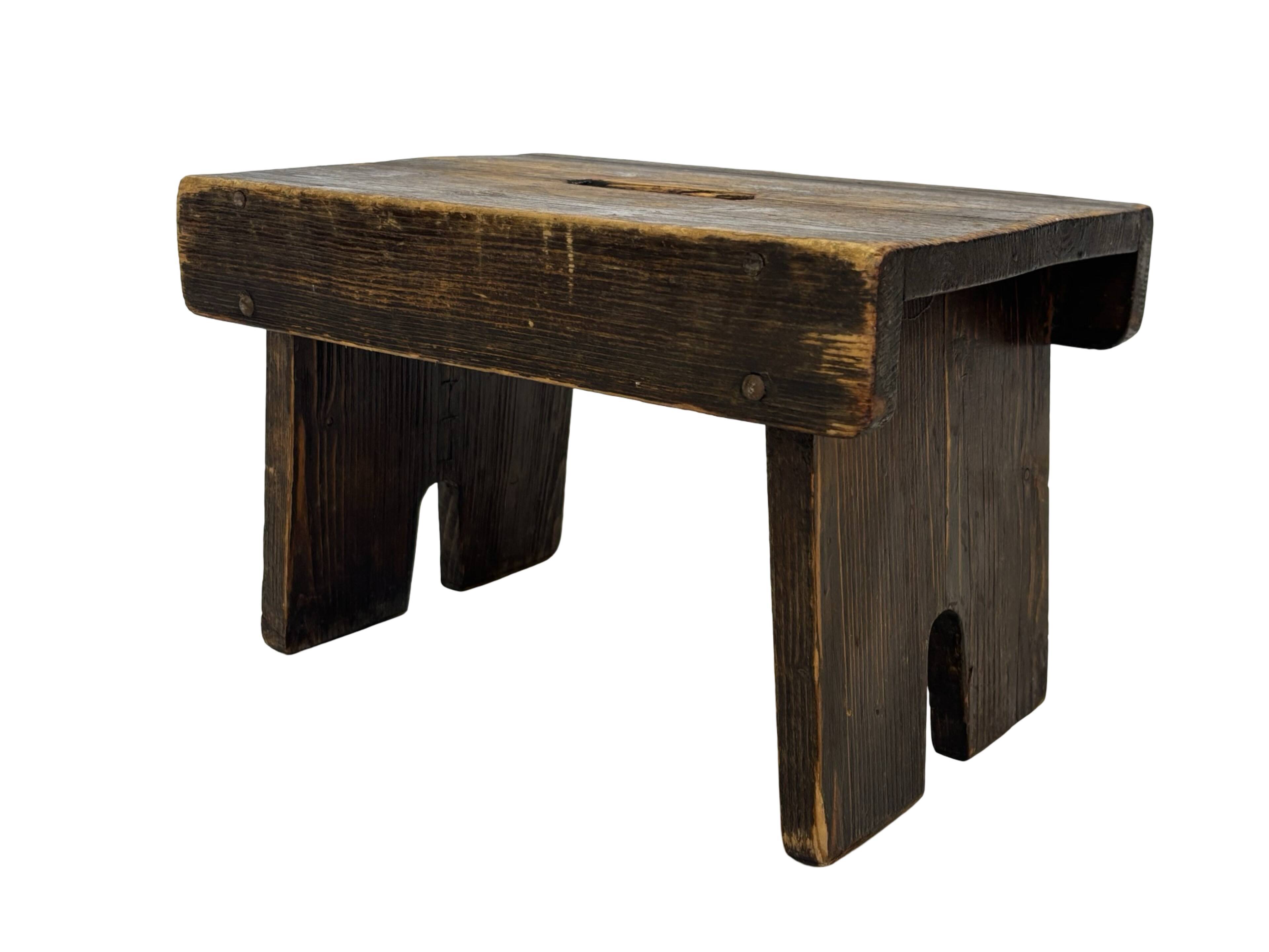 Antique stool footstool 1940s wooden plant table