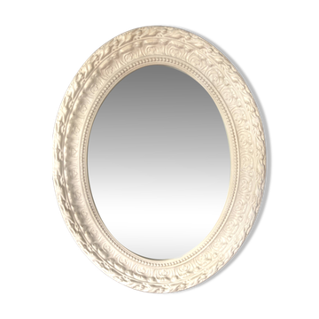 Large White Stucco Wooden Mirror Shabby Chic Baroque Decorative Art