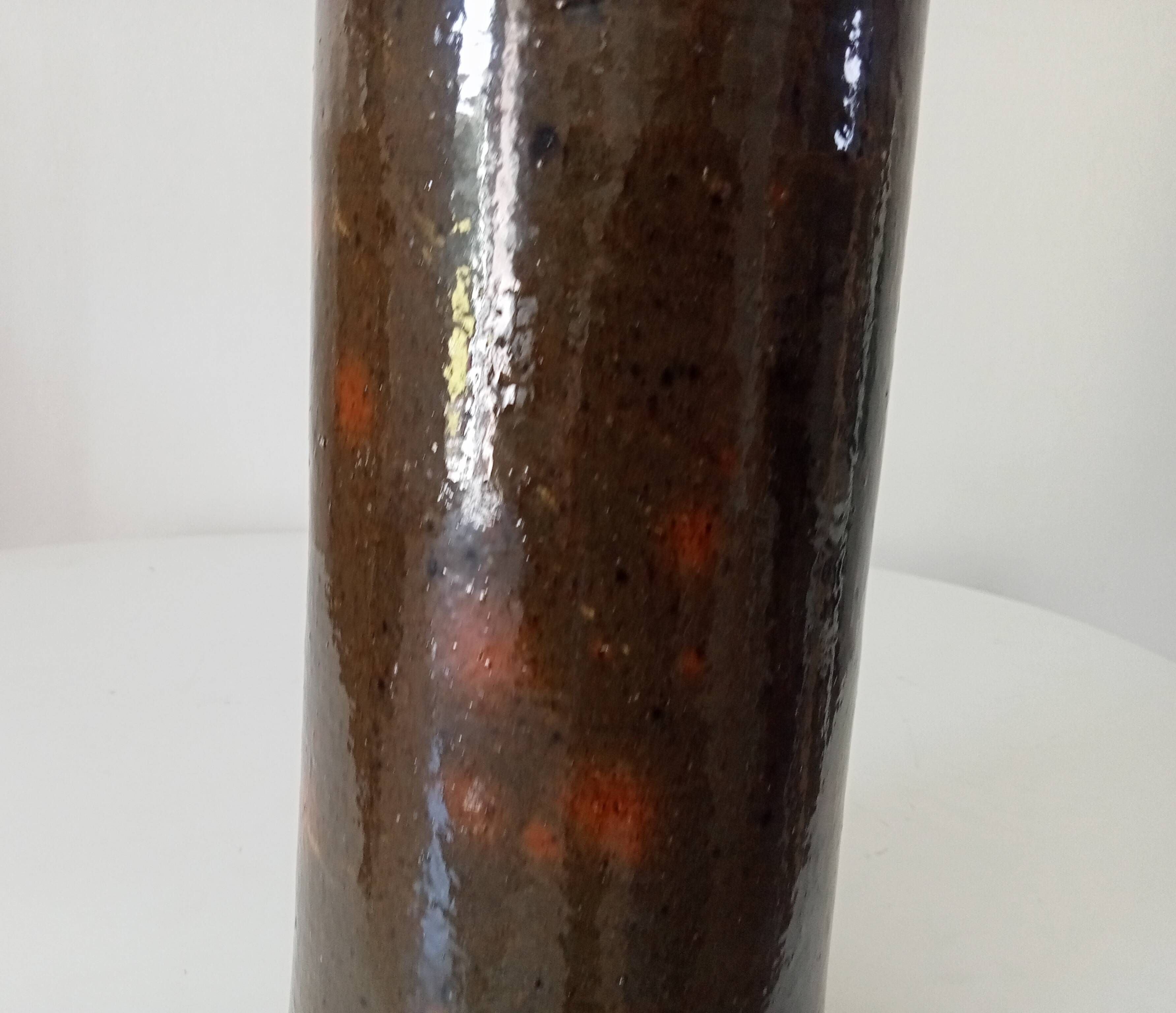 Vase rouleau vintage en grès années 50