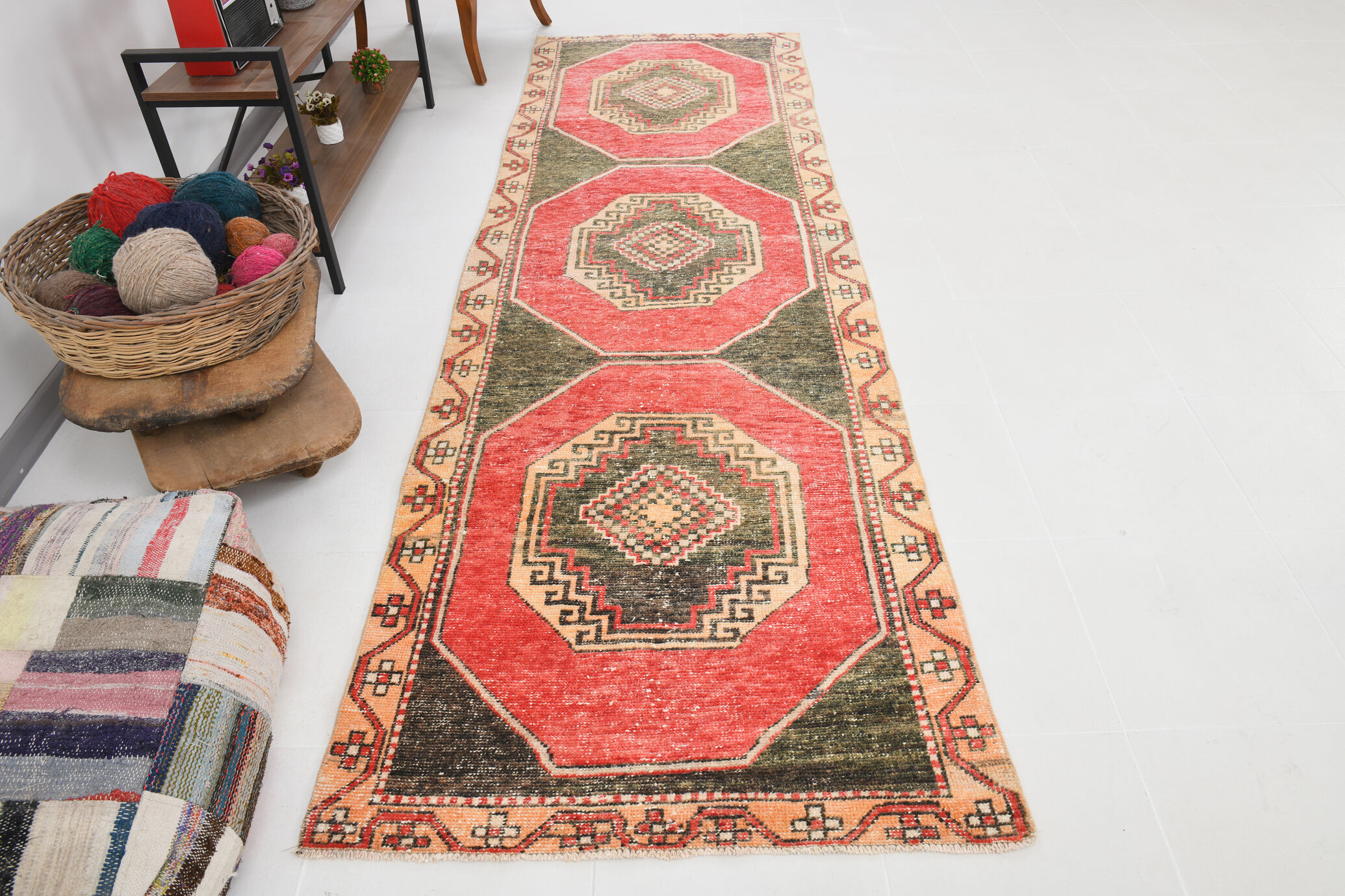 3x10 oriental geometric vintage runner rug,102x323cm