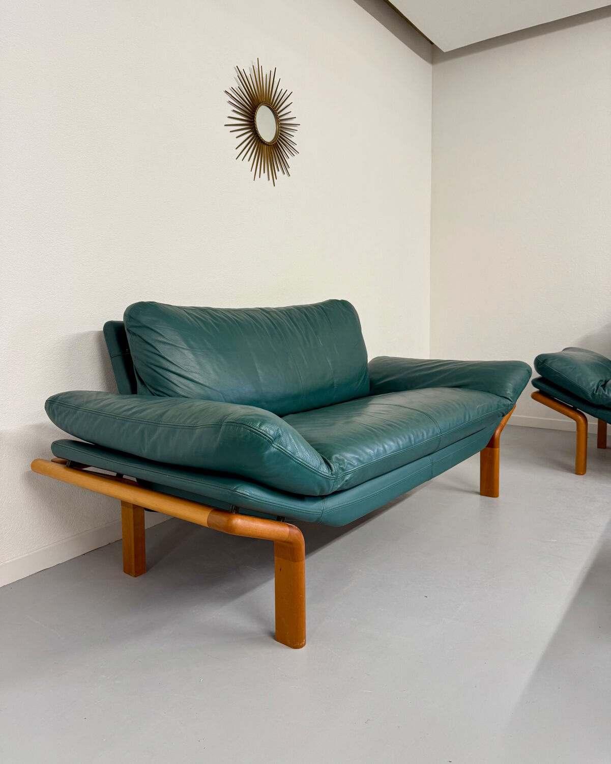 Salon complet canapé cuir teck design scandinave Komfort Danish