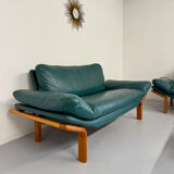 Salon complet canapé cuir teck design scandinave Komfort Danish