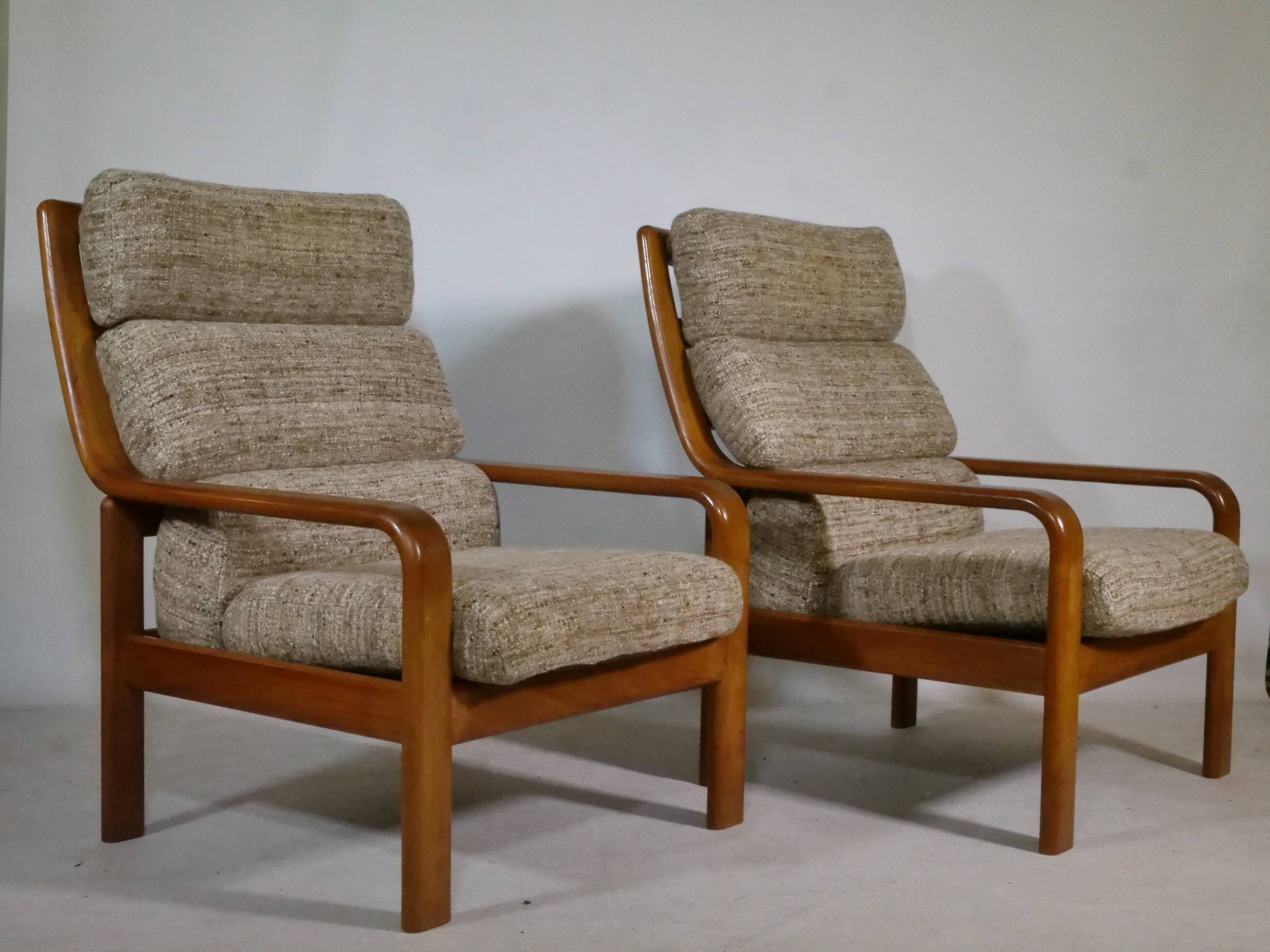 Teak Highback Lounge Chairs by L. Olsen & Søn, Set of 2, Denmark, 1960s