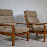 Teak Highback Lounge Chairs by L. Olsen & Søn, Set of 2, Denmark, 1960s