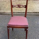 Mahogany chair in English style with burgundy fabric from the 20th century.