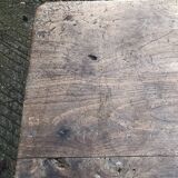 Antique farmhouse table in solid oak with tapered legs and 1 drawer at the end.