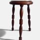 French Turned Chestnut Wood Stool or Side Table, Mid-20th Century