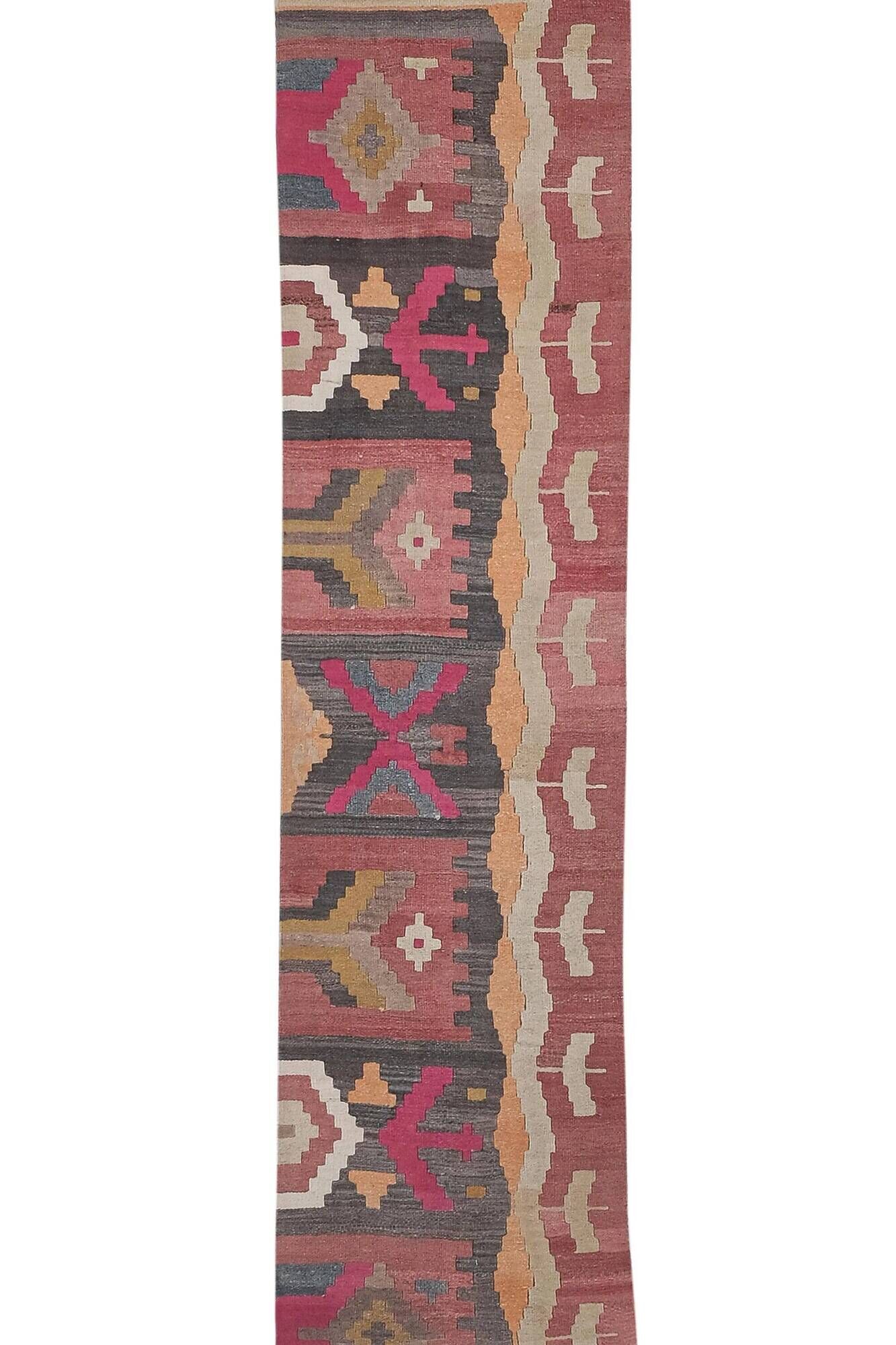 Vintage Turkish hallway rug 77x642 cm