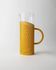 Transparent Glass Pitcher with Yellow Metal Sleeve and Pestle - Memphis Style, 1980s Italy