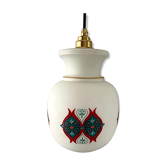 Vintage suspension lamp in white opaline decorated electrified to nine