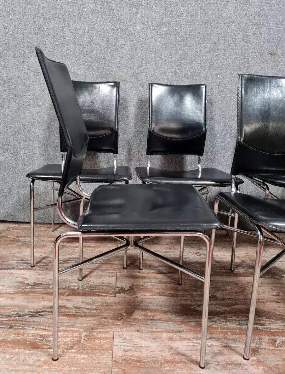 Suite de 5 chaises de salle à manger par Ross Littell pour Matteo Grassi