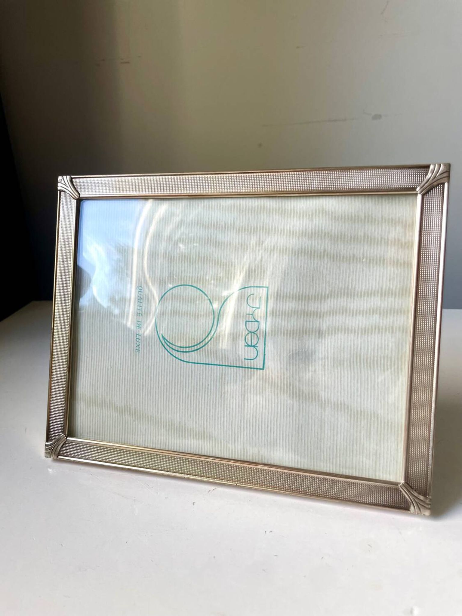 Art deco silver colored   frame 28.5 cm x 14.5 cm  convex glass