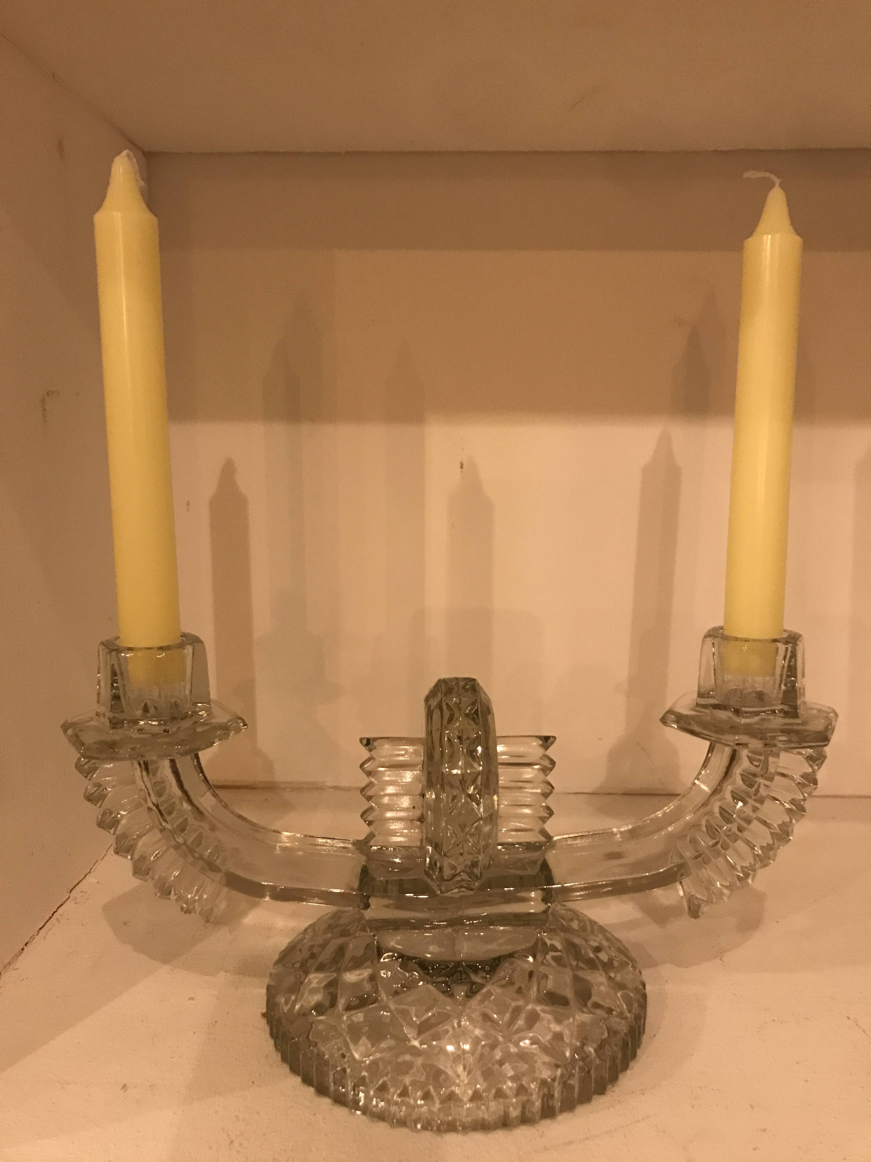 Art Deco 2-branched candle holders