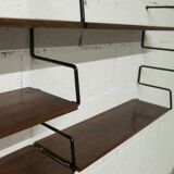 Zigzag string shelf 3 black ladders 5 teak shelves 1950
