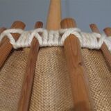 Vintage pendant lamp in wood and canvas 1970