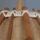 Vintage pendant lamp in wood and canvas 1970