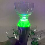 6 Verres à liqueur pied rond pyramidal Ouralin vert
