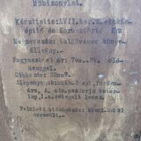 Mid-century brown wooden library (beech & pine) with glass doors from the 1960s.