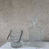 Vintage whiskey decanter and ice bucket