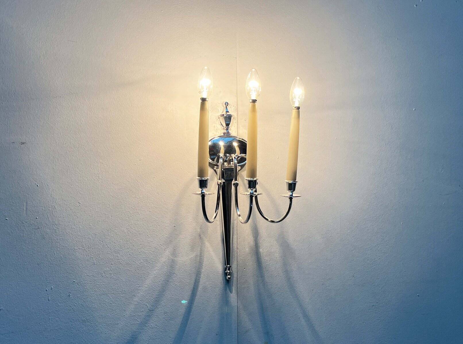 Vintage Italian neoclassical wall sconces in Hollywood Regency style, set of 3.