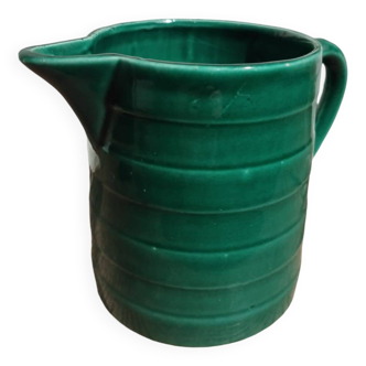 Small malachite green pitcher signed Poët Laval