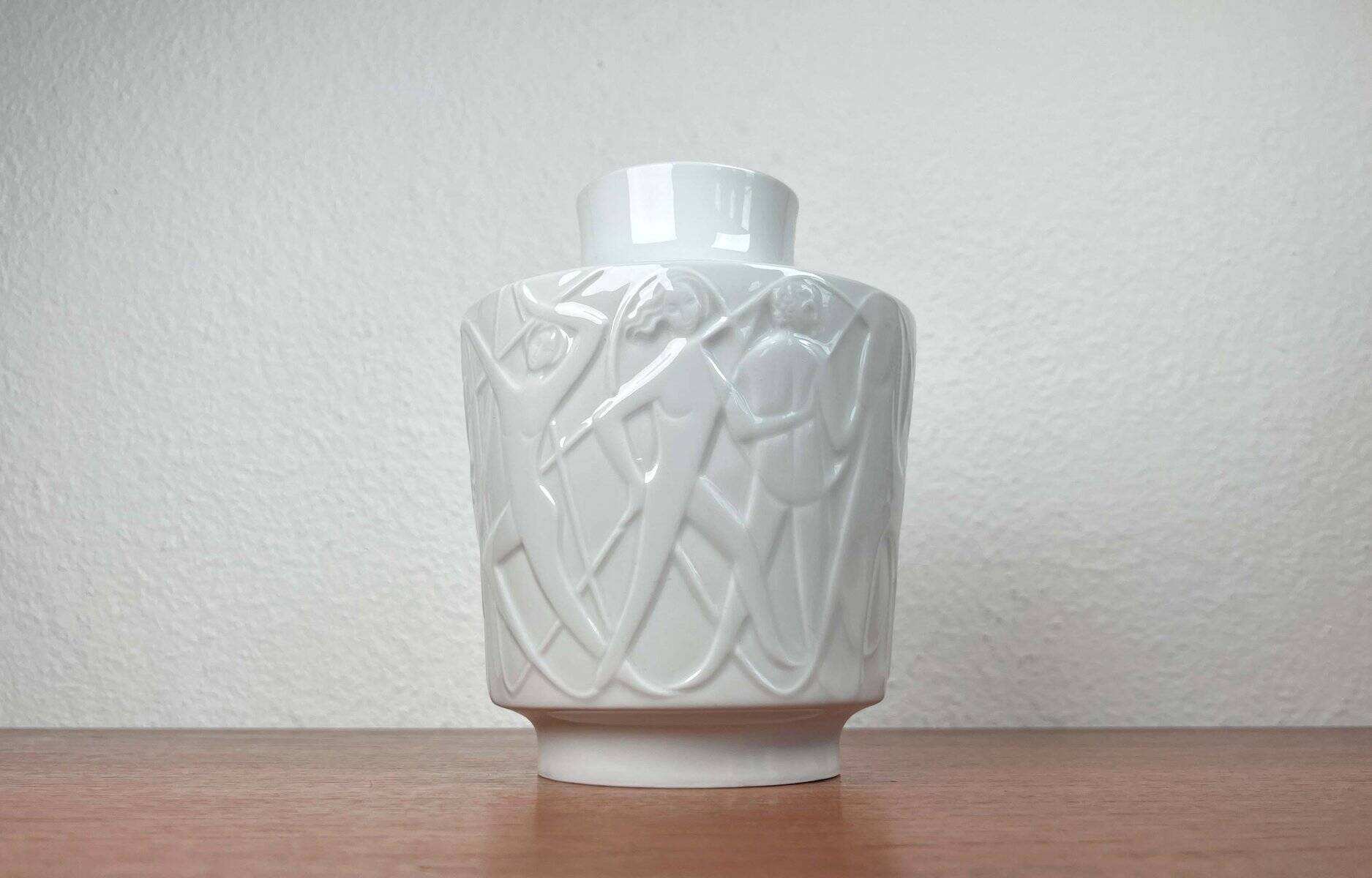 Vintage White Porcelain Vase from the Paradies Series by Kurt Wendler for Edelstein Bavaria, 1970s