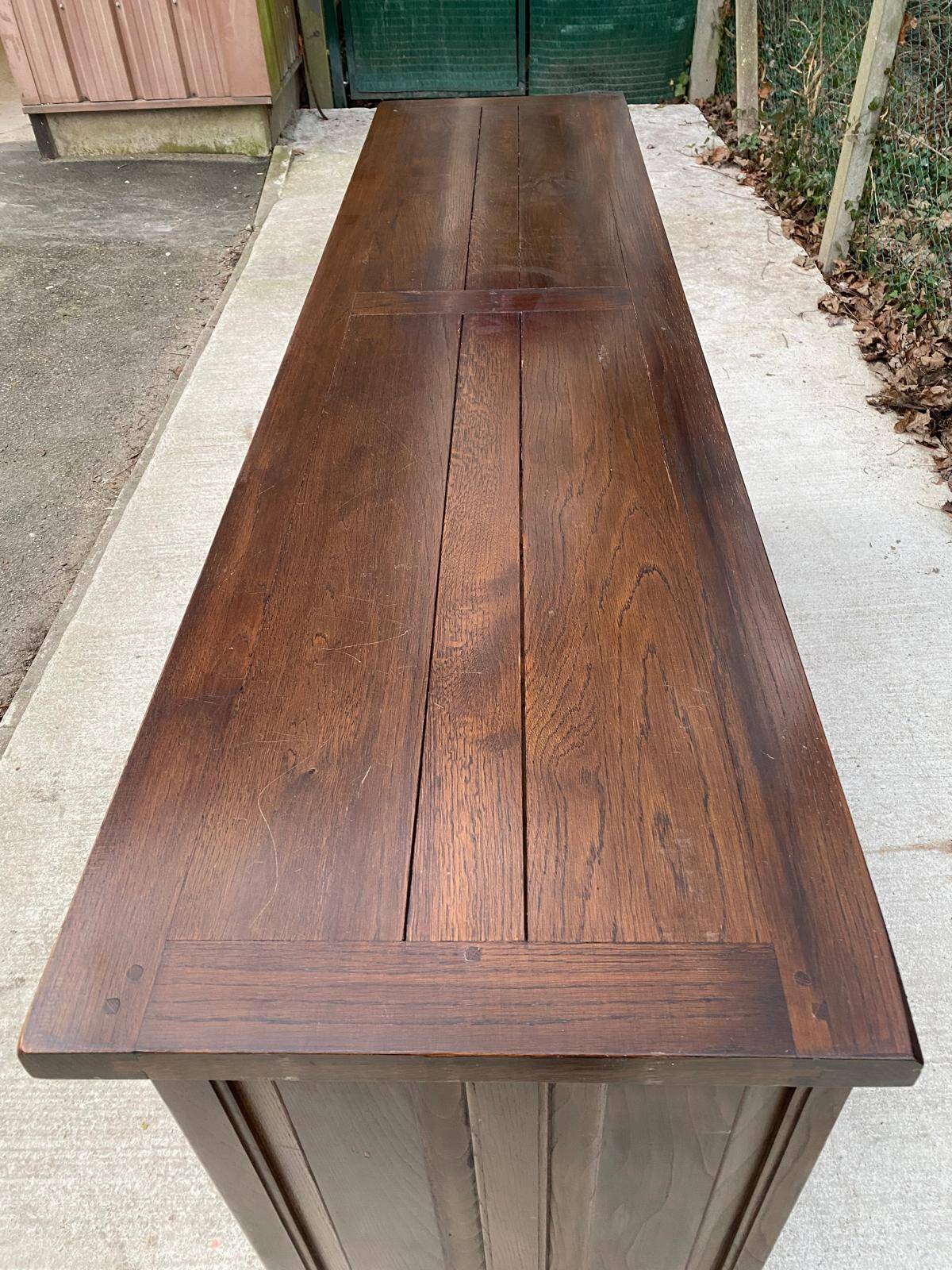 Art Deco sideboard in solid dark oak satin wood with 3 doors