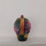 Majolica water pitcher in slipware signed Salin les Bains