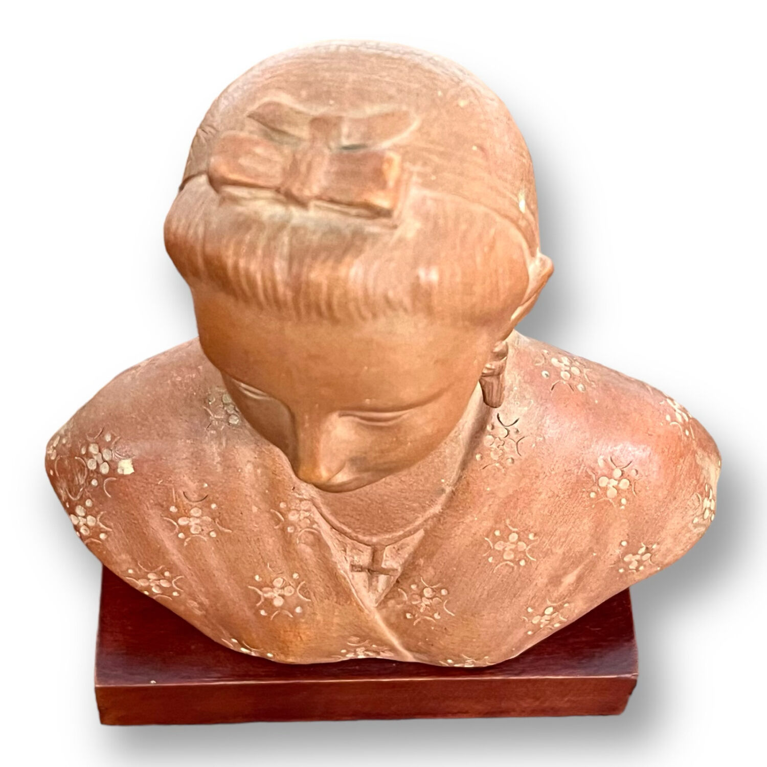 Bust of a woman with terracotta veil signed Alexandre
