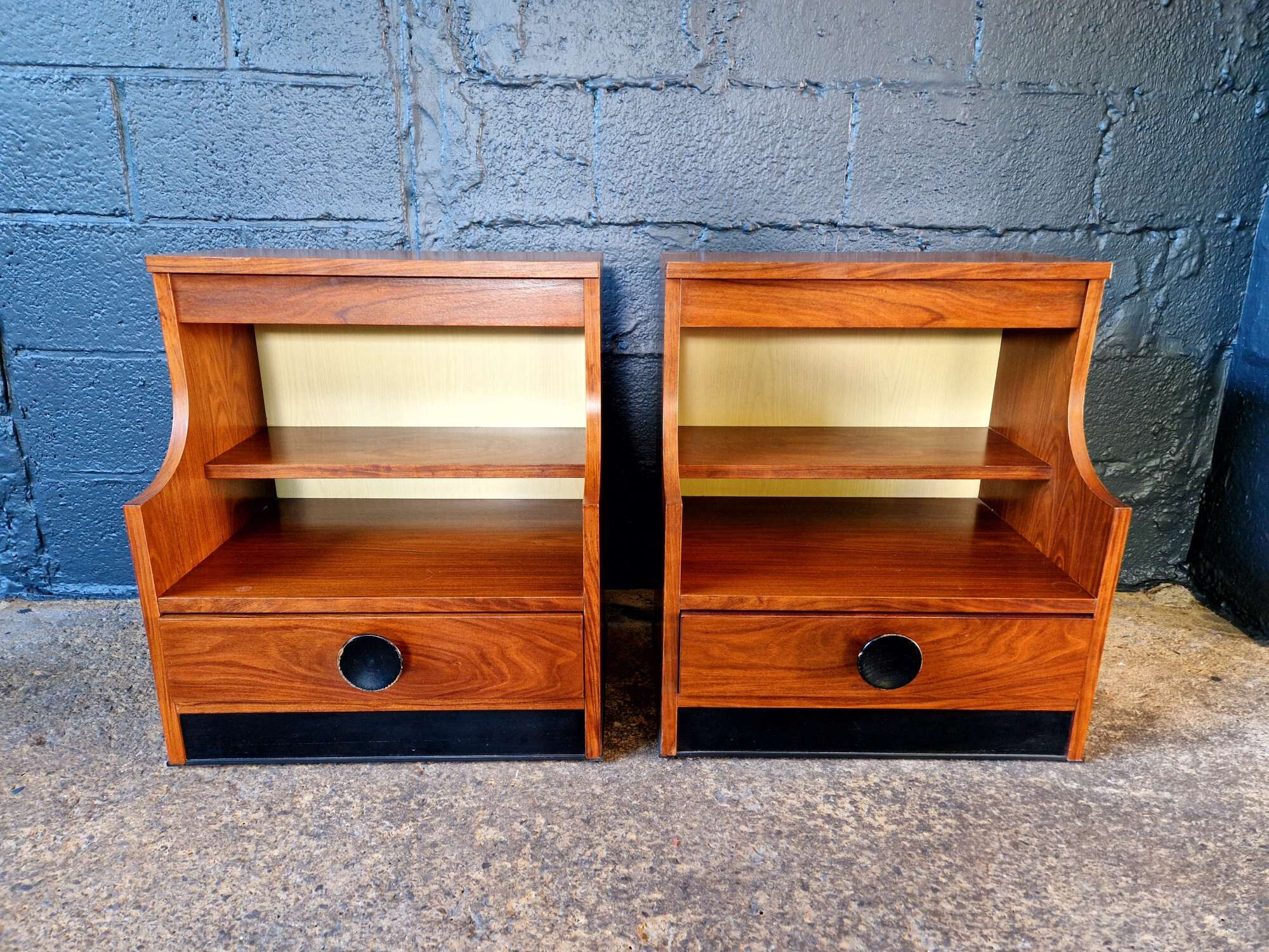 Pair of rosewood bedside tables, 1960s-70s