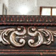 Grande Miroir Italien Sculpté, Bois Doré et Patiné, Style Baroque Rococo, A